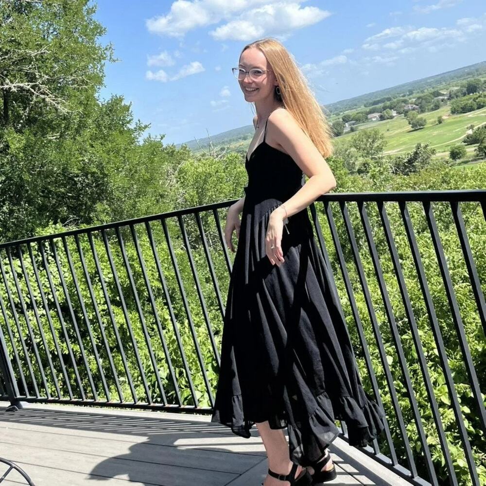 Women's Sleeveless Flutter Hem Maxi Dress Black - Picture 6 of 6